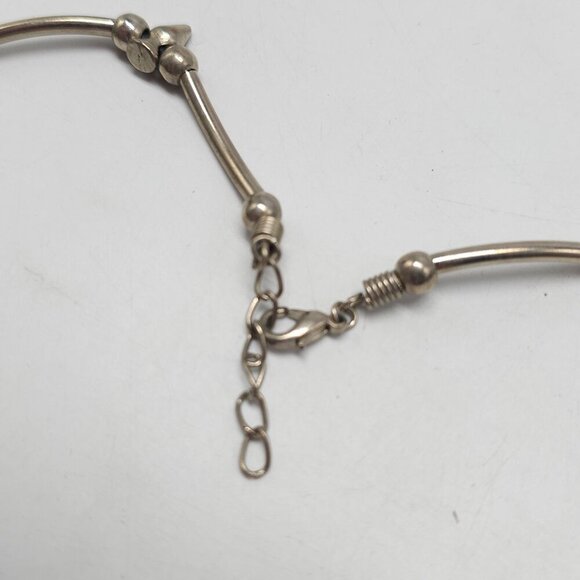 Vintage Silver Tone Metal Spike Bead Necklace Industrial Gothic - Picture 3 of 4